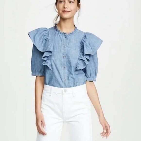 Citizens of Humanity Jolene Denim Blouse Size S - Picture 2 of 7